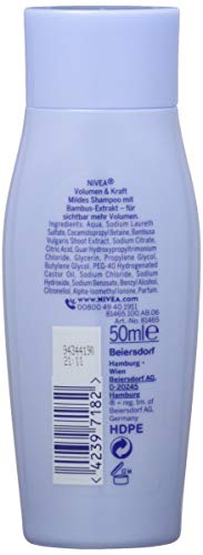 Nivea Champú suave Volumen y Fuerza, mini, 50 unidades (50 de 50 ml)