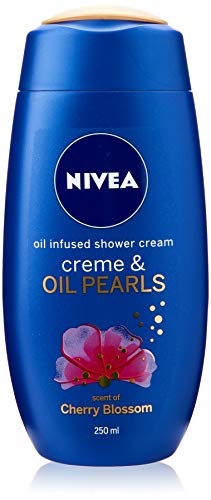 NIVEA Crema de ducha con infusión de aceite, crema y perlas de aceite, aroma a flor de cerezo, para mujeres, paquete de 6 (6 x 250 ml)