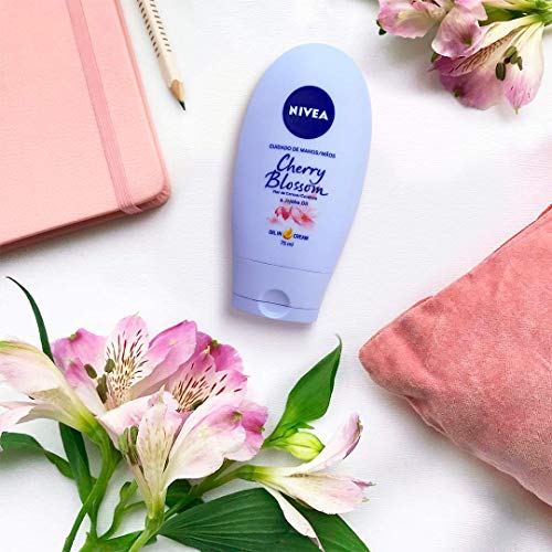 NIVEA Crema de Manos Flor de Cerezo & Aceite de Jojoba en pack de 6 (6 x 75 ml), crema de manos para piel seca y normal, crema hidratante y aceite nutritivo
