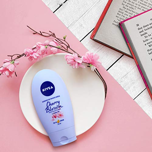 NIVEA Crema de Manos Flor de Cerezo & Aceite de Jojoba en pack de 6 (6 x 75 ml), crema de manos para piel seca y normal, crema hidratante y aceite nutritivo