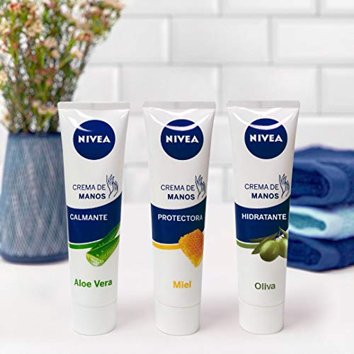 NIVEA Crema de Manos Hidratante Aceite de Oliva en pack de 6 (6 x 100 ml), crema para el cuidado de la piel seca, crema para conseguir una hidratación profunda