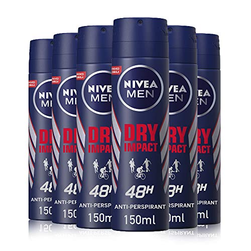Nivea Deo Hombres seco Impact Plus spray, Antitranspirant, Paquete 6er (6 x 150 ml)