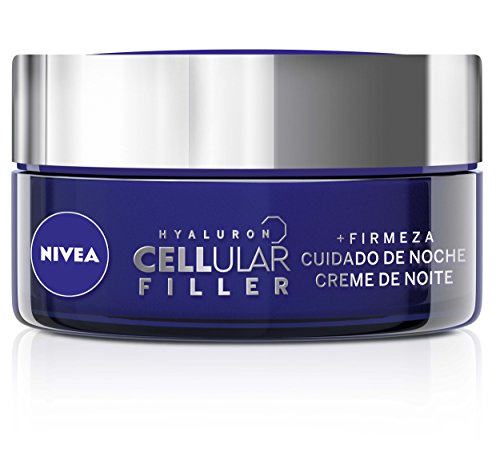 NIVEA Hyaluron Cellular Filler Cuidado de Noche (1 x 50 ml), crema facial de noche, crema antiarrugas con ácido hialurónico y creatina, crema reafirmante