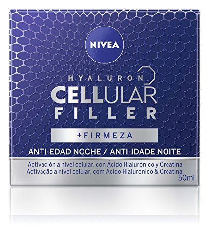 NIVEA Hyaluron Cellular Filler Cuidado de Noche (1 x 50 ml), crema facial de noche, crema antiarrugas con ácido hialurónico y creatina, crema reafirmante