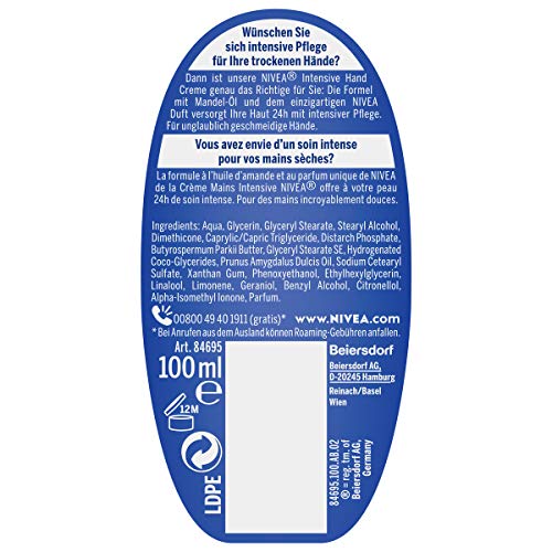 Nivea Intensive Care - Crema de manos, 100 ml, 1 unidad