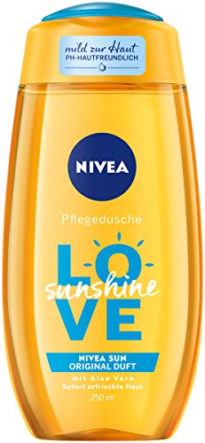 Nivea Love Sunshine - Gel de ducha (250 ml), refrescante gel de ducha con aloe vera, respetuoso con el pH de la piel, con aroma original de crema solar Nivea Sun