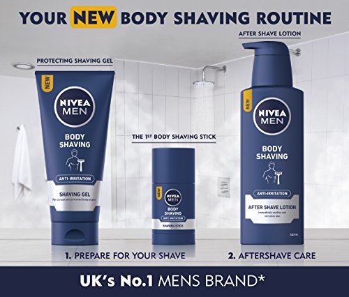 NIVEA Men Body Shaving Anti-Irritación After Shave Loción (240 ml), Crema hidratante posafeitado con mentol y provitamina B, loción para hombre para afeitar para la piel