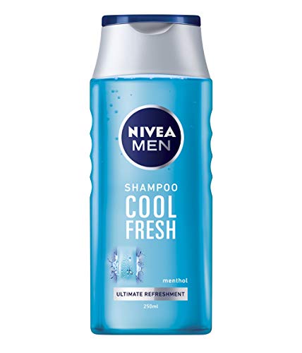 NIVEA MEN Cool Fresh Shampoo 250 ml, champú diario para hombres, cuidado del cabello fresco y refrescante, champú mentol adecuado para cabello normal a graso
