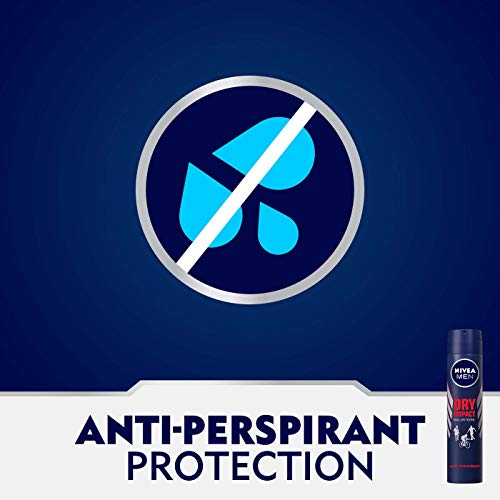 NIVEA MEN Dry Impact Spray (1 x 200 ml), desodorante antitranspirante con protección 48 horas, desodorante spray de cuidado masculino testado en la vida real