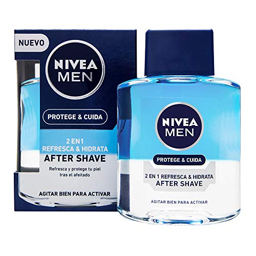 NIVEA MEN Protege & Cuida After Shave 2 en 1 Refresca & Hidrata en pack de 6 (6 x 100 ml), after shave hidratante y refrescante, bálsamo after shave y loción para hombre