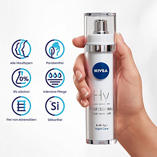 NIVEA PROFESSIONAL Ácido hialurónico, crema de noche facial, innovadora crema antiarrugas con ácido hialurónico, crema facial reafirmante para reducir las arrugas, 1 x 50 ml