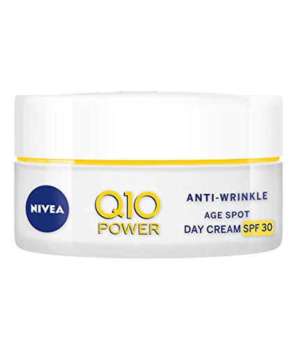 NIVEA Q10 Power Crema antiarrugas + reafirmante antimanchas de edad SPF30 (50 ml), crema facial antienvejecimiento con creatina y Q10, reduce la apariencia de arrugas