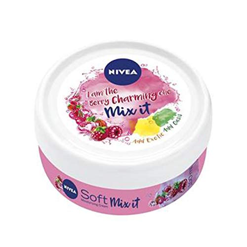 NIVEA Soft Mix It Berry Charming (1 x 100 ml), crema hidratante con fragancia de fresas y frambuesas, crema multiusos para el cuidado de la piel de manos, cara y cuerpo