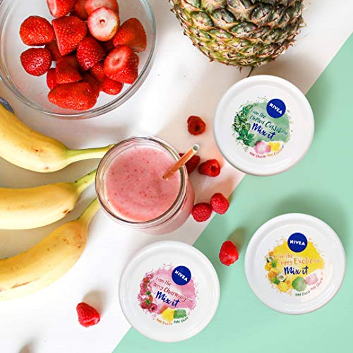 NIVEA Soft Mix It Happy Exotic (1 x 100 ml), crema hidratante con fragancia de frutas tropicales, crema multiusos para el cuidado de la piel de manos, cara y cuerpo