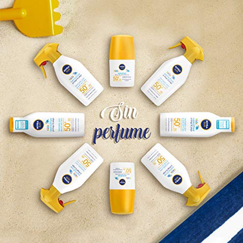 NIVEA SUN Kids Sensitive Protege & Juega Leche Solar para niños FP 50+ en pack de 6 (6 x 200 ml), protector solar infantil resistente al agua, protección solar muy alta