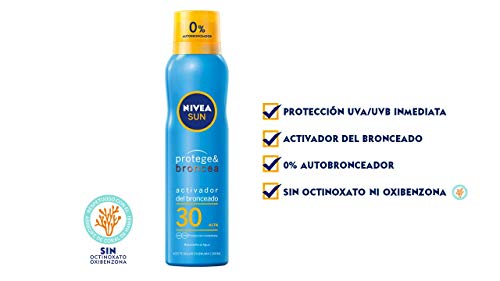 NIVEA SUN Protege & Broncea Aceite en Bruma FP30 (1 x 200 ml), aceite solar activador del bronceado con protección solar alta, bruma solar resistente al agua