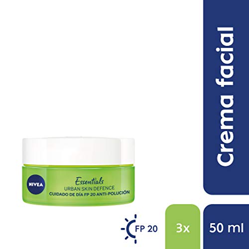 NIVEA Urban Skin Defence Cuidado de Día Anti-Polución en pack de 3 (3 x 50 ml), crema de día, crema facial antipolución, crema hidratante con protector solar 20