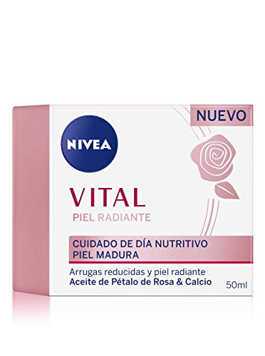 NIVEA VITAL Piel Radiante Cuidado de Día Nutritivo (1 x 50 ml), crema hidratante para reducir las arrugas, crema revitalizante de día para la piel madura