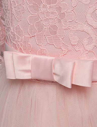 NNJXD, Niñas,reunión muy concurrida, bordado, baile de graduación, vestido, princesa, vestido de novia tamaño（130） 7-8 años Rosa