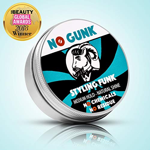 NO GUNK Cera/Pomada de Peinado 100% Natural Orgánica Para Pelo/Barba - Fijación Media - Ganador, Mejor Producto Para Cabello de Hombre 2018, Premio PURE Beauty Global - Styling Funk (Original, 50g)