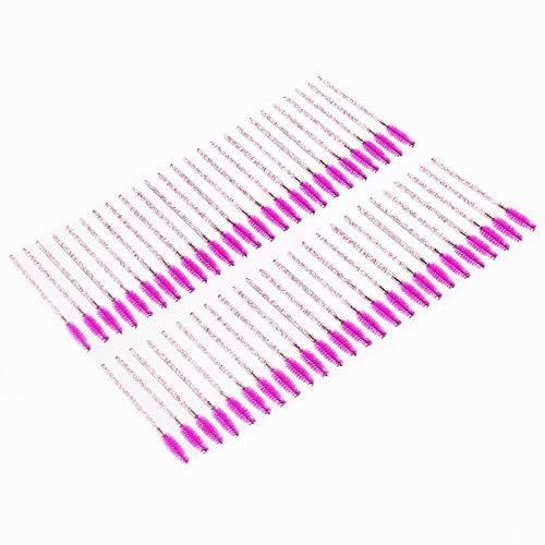 NO LOGO 50pcs cristalino pestaña cepillos de plástico Desechables Maquillaje de pestañas Cepillos varitas del rimel del Cepillo aplicador Conjunto (Handle Color : 05)