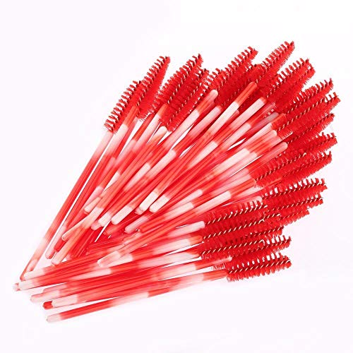 NO LOGO 50pcs cristalino pestaña cepillos de plástico Desechables Maquillaje de pestañas Cepillos varitas del rimel del Cepillo aplicador Conjunto (Handle Color : 05)