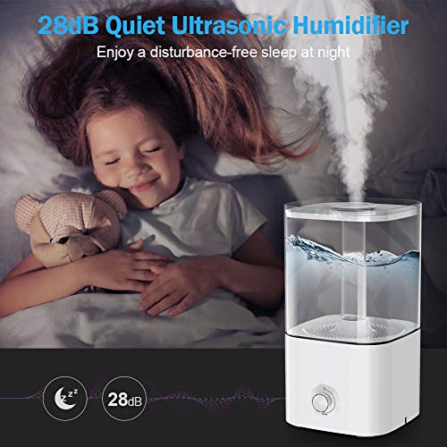 Nobebird 5.5L Humidificador Ultrasónico, Humidificador de Aire Silencioso de 360° Rotativo, Control Clásico Dial, Inducción automática, 7 Colores LED Luz para Hogar y Oficina