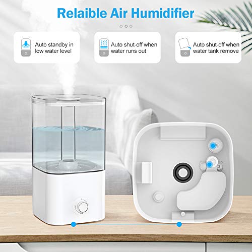 Nobebird 5.5L Humidificador Ultrasónico, Humidificador de Aire Silencioso de 360° Rotativo, Control Clásico Dial, Inducción automática, 7 Colores LED Luz para Hogar y Oficina