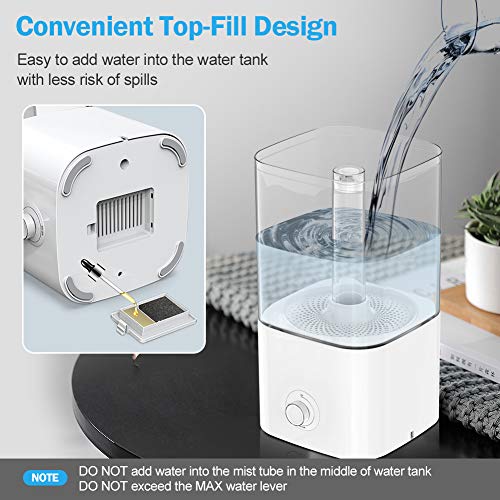 Nobebird 5.5L Humidificador Ultrasónico, Humidificador de Aire Silencioso de 360° Rotativo, Control Clásico Dial, Inducción automática, 7 Colores LED Luz para Hogar y Oficina