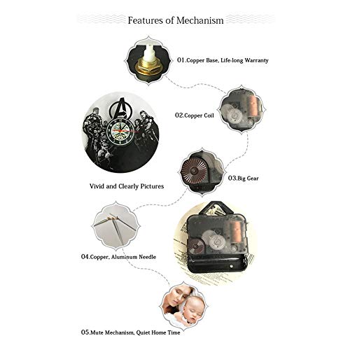 NOEzyf Mito Grecia Sea God Record Reloj De Pared Vintage Conchology Art Vinyl Record Clock Mitología Neptuno Dios Poseidón Reloj De Pared Griego