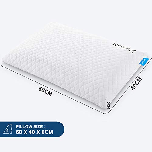 NOFFA Almohada Baja Altura Adultos, Almohada Viscoelastica 60 cm Cervicales Dormir Boca Abajo, Almohada Plana Delgada Cervical Niños Adolescente