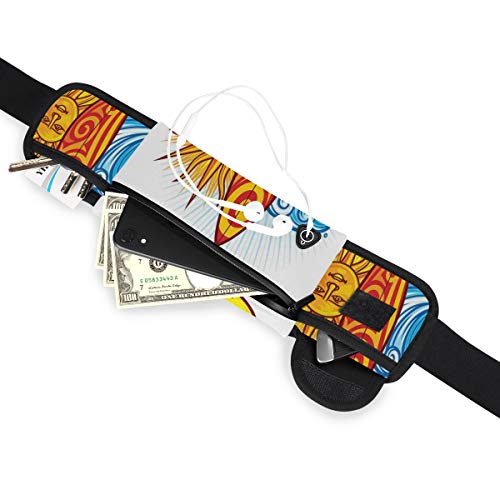 NOLYXICI Diseño de surf Sol y olas oceánicas Cultura polinesia Naturaleza Deportes Graffiti,Riñonera viajes correr ciclismo camping senderismo al aire libre senderismo hombres y mujeres