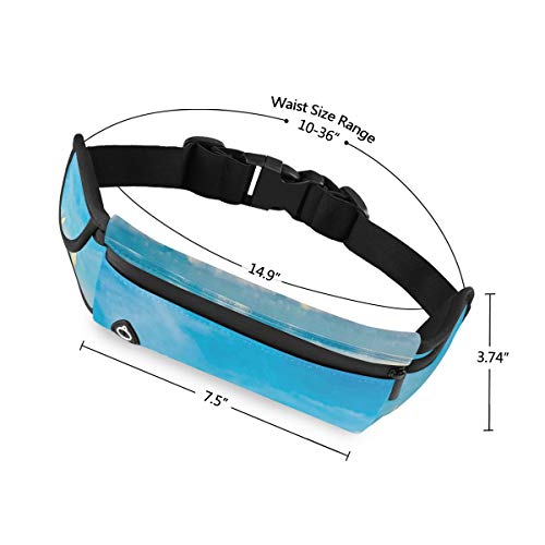 NOLYXICI Mar cristalino y Cielo Nublado sobre él en un día Soleado Paisaje Marino romántico,Riñonera Viajes Correr Ciclismo Camping Senderismo al Aire Libre Senderismo Hombres y Mujeres