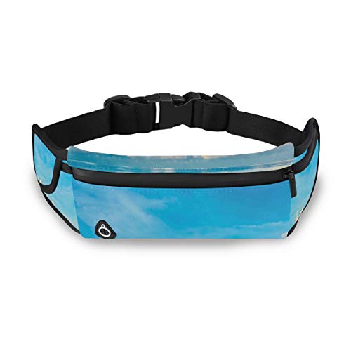 NOLYXICI Mar cristalino y Cielo Nublado sobre él en un día Soleado Paisaje Marino romántico,Riñonera Viajes Correr Ciclismo Camping Senderismo al Aire Libre Senderismo Hombres y Mujeres