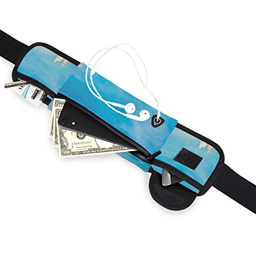 NOLYXICI Mar cristalino y Cielo Nublado sobre él en un día Soleado Paisaje Marino romántico,Riñonera Viajes Correr Ciclismo Camping Senderismo al Aire Libre Senderismo Hombres y Mujeres