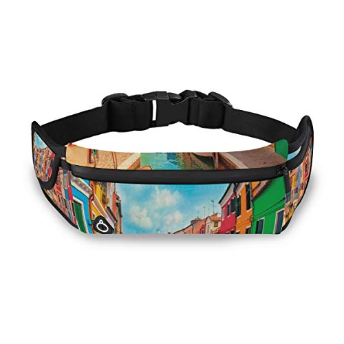 NOLYXICI Venecia coloridos edificios barcos impresión,Riñonera viajes correr ciclismo camping senderismo al aire libre senderismo hombres y mujeres