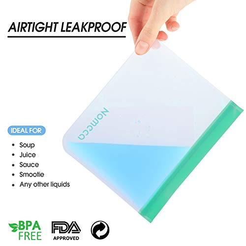 Nomeca Bolsas de Almacenamiento de Alimentos Reutilizables 5 Bolsas Sándwich y Merienda Portátil Doble Zip Bolsas Comida Hermeticas para Almuerzo Fruta Bocadillito Congelación Cocina Viaje - 2 Tamaños