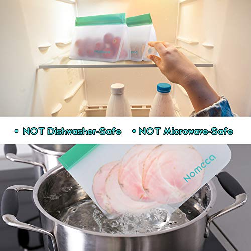 Nomeca Bolsas de Almacenamiento de Alimentos Reutilizables 5 Bolsas Sándwich y Merienda Portátil Doble Zip Bolsas Comida Hermeticas para Almuerzo Fruta Bocadillito Congelación Cocina Viaje - 2 Tamaños