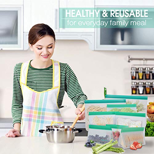 Nomeca Bolsas de Almacenamiento de Alimentos Reutilizables 5 Bolsas Sándwich y Merienda Portátil Doble Zip Bolsas Comida Hermeticas para Almuerzo Fruta Bocadillito Congelación Cocina Viaje - 2 Tamaños