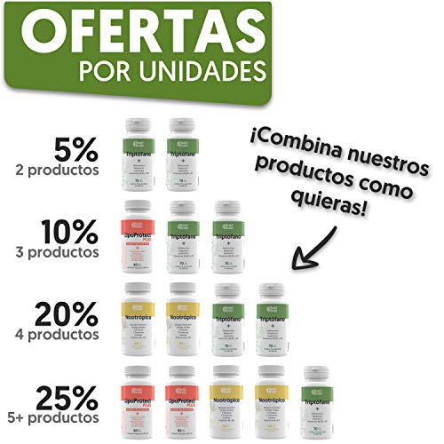 Nootrópico Natural Envase XL 60 Cápsulas | Fórmula para incrementar la energía, concentración y agilidad mental | Cafeína, Ginko Biloba, Tirosina, Teanina, Bacopa Monnieri y Vitaminas