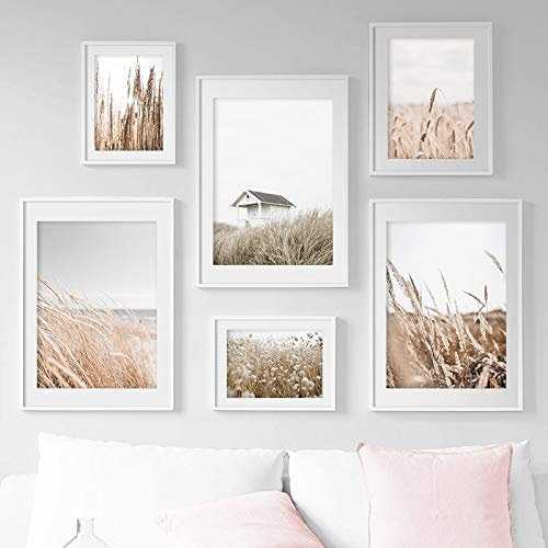 Nordic Reed Wheat House Leaf Art Canvas Painting Living Room Home Poster Mural Decoration 60X80 cm