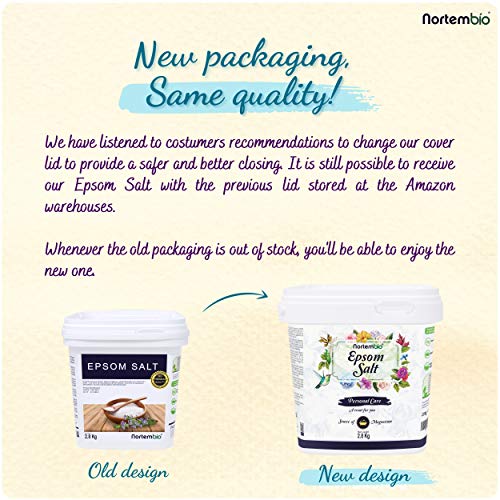 Nortembio Sal de Epsom 2,8 Kg. Fuente Concentrada de Magnesio. Sales 100% Puras. Baño y Cuidado Personal.