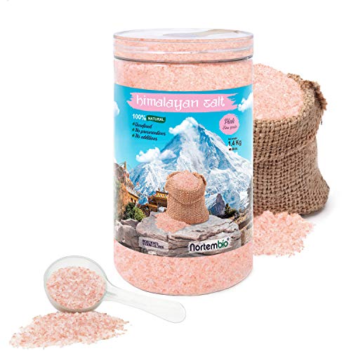 Nortembio Sal Rosa del Himalaya 1,4 Kg. Fina (1-2 mm). 100% Natural. Sin Refinar. Sin Conservantes. Extraída a Mano en Punjab, Pakistán.