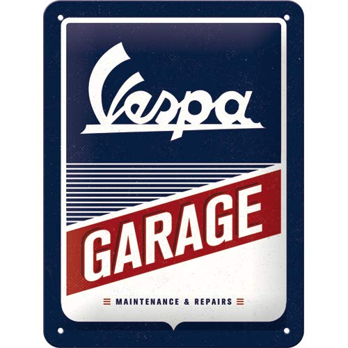 Nostalgic-Art Cartel de Chapa Retro Vespa – Garage – Idea de Regalo para los Aficionados a Las Scooters, metálico, Diseño Vintage, 15 x 20 cm