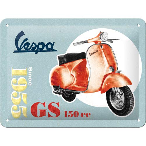 Nostalgic-Art Cartel de Chapa Retro Vespa – GS 150 Since 1955 – Idea de Regalo para los Fans de Las Scooters, metálico, Diseño Vintage, 15 x 20 cm