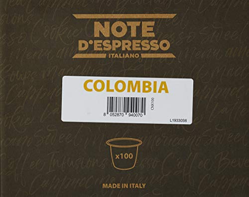 Note D'Espresso Cápsulas de Café de Colombia exclusivamente compatibles con cafeteras Nespresso* 100 Unidades de 5.6 g, Total: 560 g