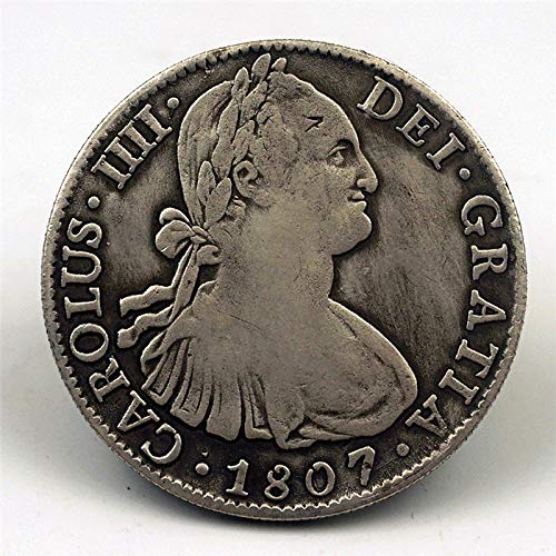 nouler Moneda Conmemorativa de la Moneda Antigua del Dólar de Plata de España 1807 Moneda Conmemorativa de la Moneda Conmemorativa de Carlos IV,Moneda conmemor,Un tamaño