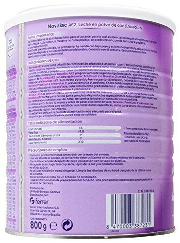 NOVALAC AE 2 Antiestreñimiento,  leche infantil de continuación 800G