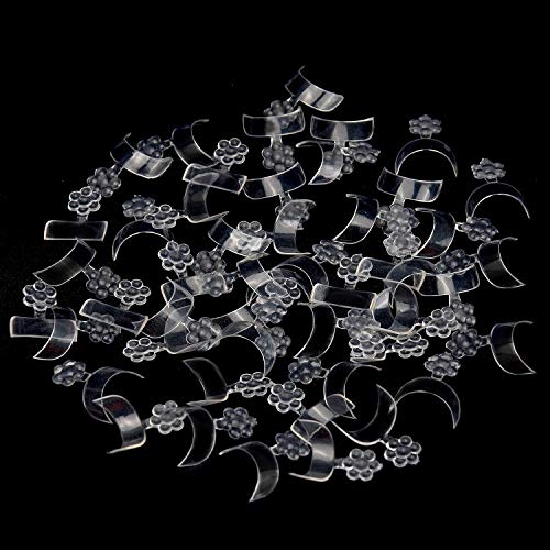 Noverlife - 1000 puntas de uñas falsas francesas, uñas en forma de media luna de manicura francesa, 10 tamaños de acrílico falsas uñas arte uñas postizas puntas de dedo postizas transparente + natural