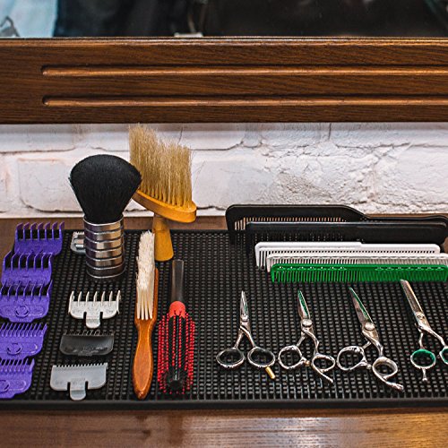 Noverlife Alfombrilla de barbero para herramientas de peluquería, Alfombrilla antideslizante de servicio pesado, Alfombrilla flexible para herramientas de corte, almohadillas de salón y barbería